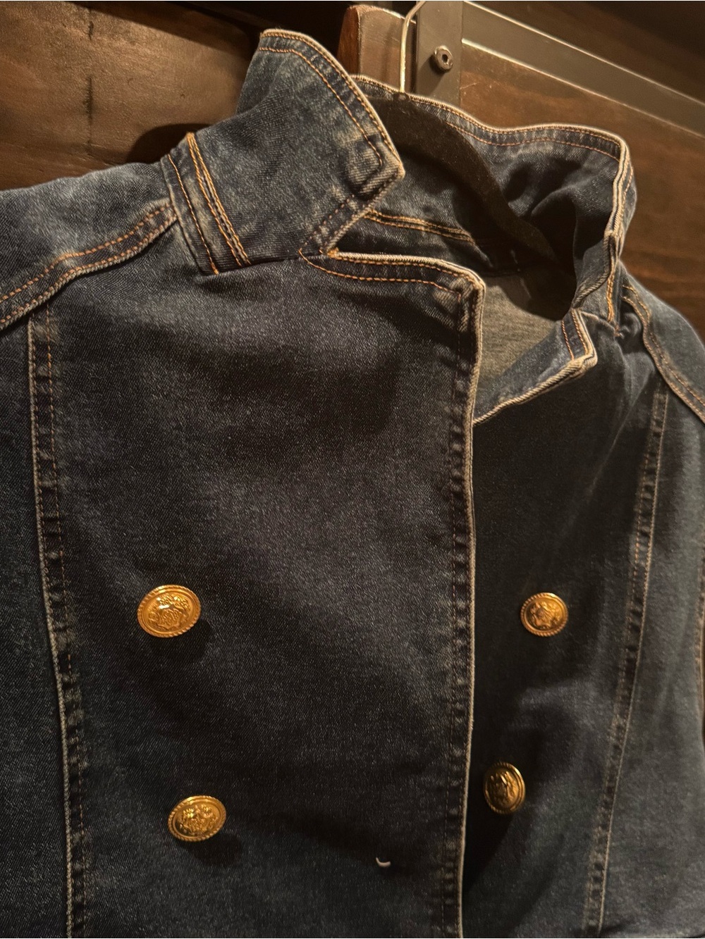 Dictionary Women's Dark Blue Denim Double-Breasted Vest - Picture 4 of 5